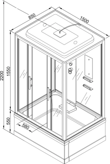 Душевая кабина AvaCan EM 4515 с электрикой 150x85 см